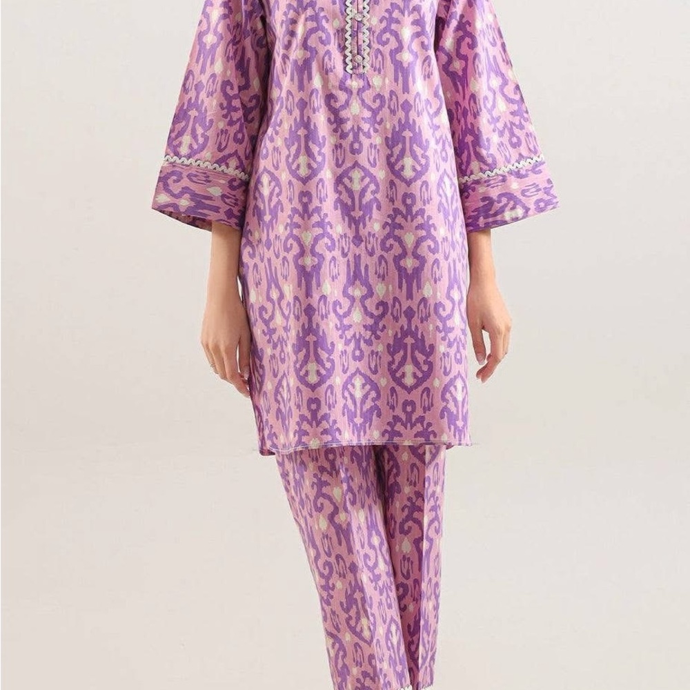 Elegant Purple Patterned Dress